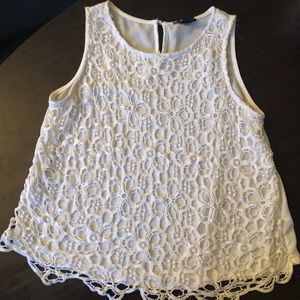 White tank top with lace on the front